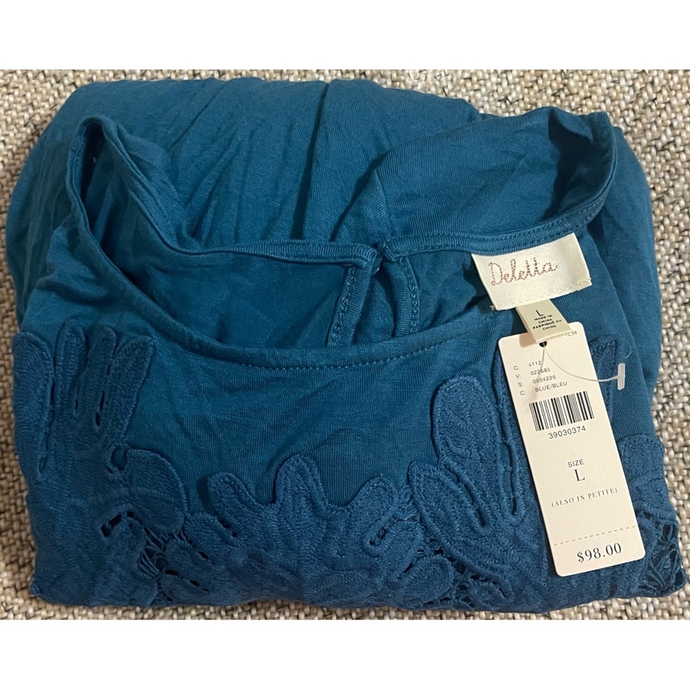 Anthropologie Deletta Teal/Turquoise Rayon Blouse NWT Size L - Picture 10 of 13